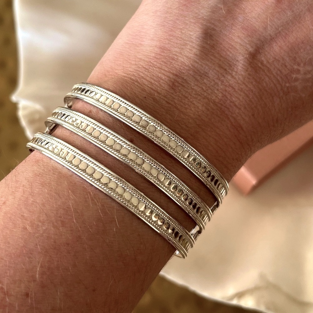 ANNA BECK Triple Bar Silver Cuff Bracelet - NIB